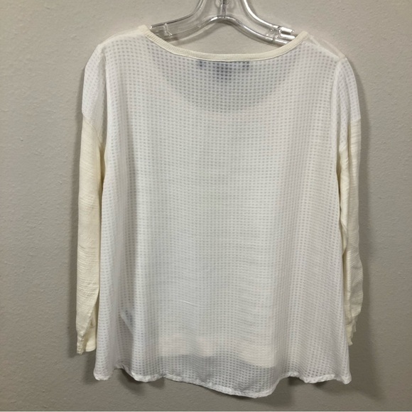 French Connection White High-Low Top Soft Light Sweater Knit & Check Gauze SMALL - Picture 5 of 5